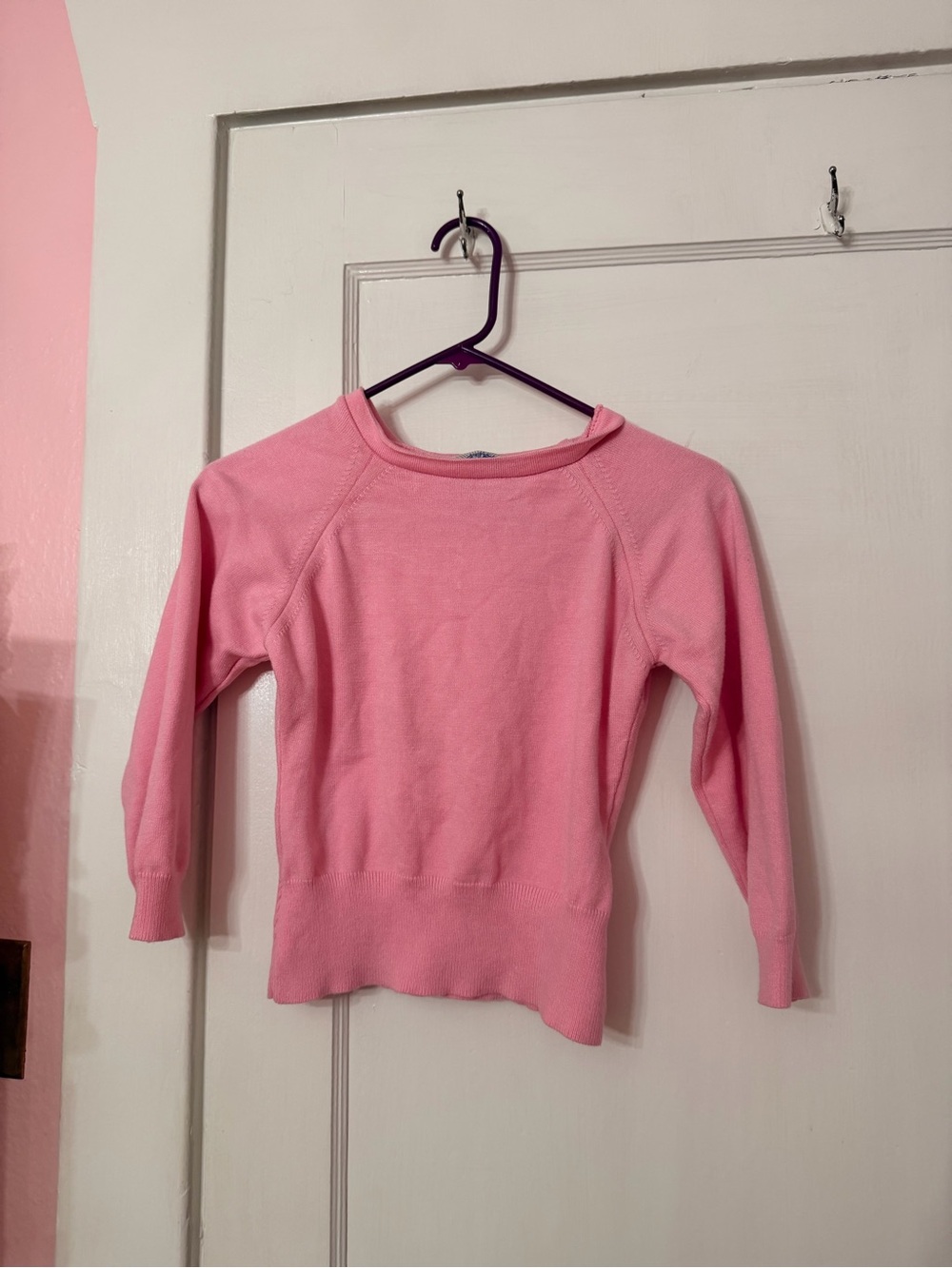 Pretty Retro Pink Crewneck Sweater - Classic Knit Top Rockabilly Pinup Vintage